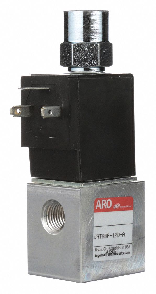 Solenoid Air Control Valve: CAT, Three-Way / Two-Position, 120V AC, 1/4 in Female NPT