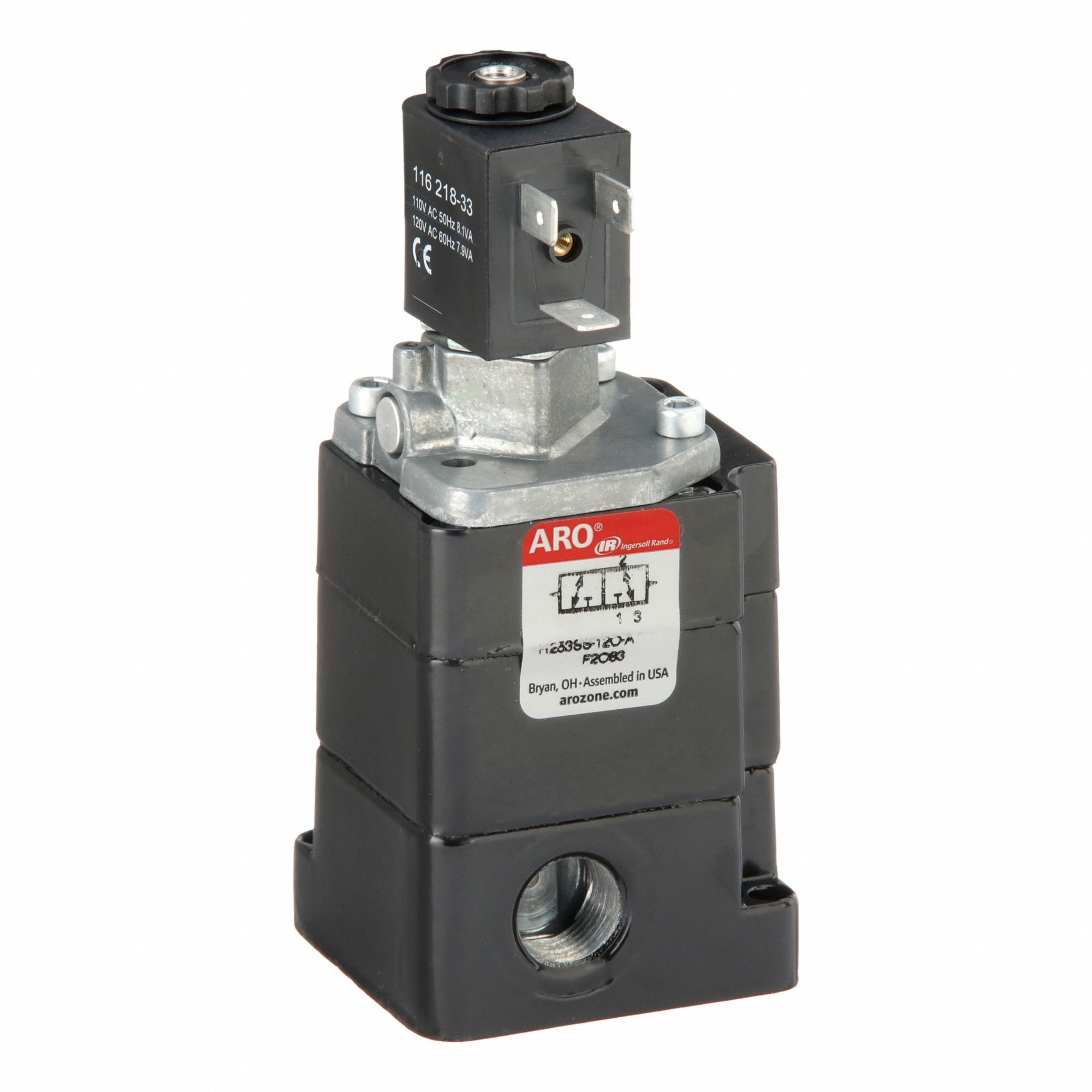 Solenoid Air Control Valve: H, Three-Way / Two-Position, 120V AC, 3/8 in Female NPT