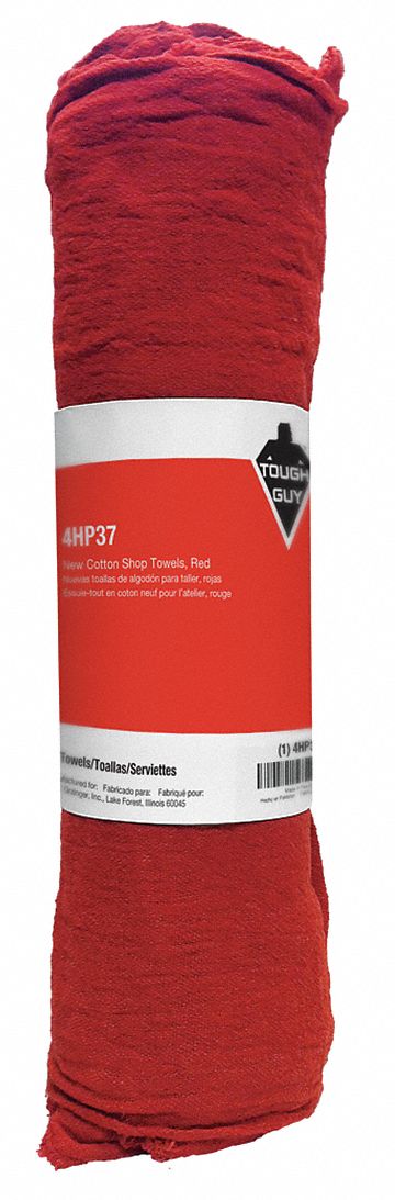 4HP37 - Shop Towels New Cotton Red PK25