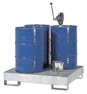 DENIOS, For 4 Drums, 66 Gal Spill Capacity, Drum Spill Containment ...