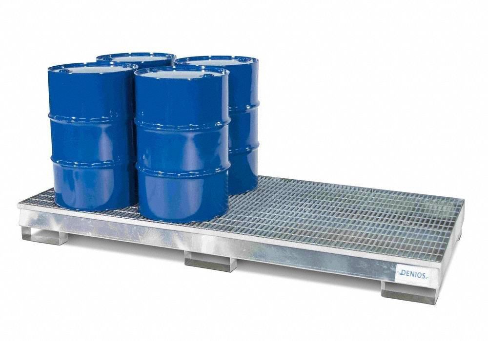 DENIOS Drum Spill Containment Platform For 8 Drums, 132 gal Spill