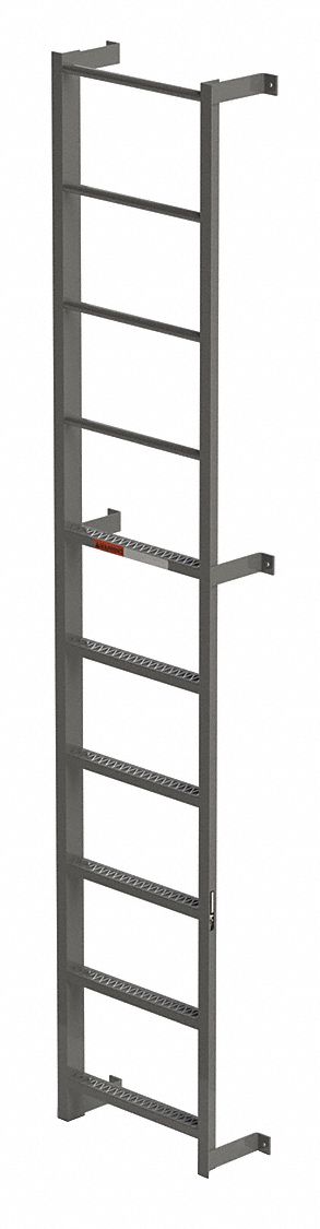 GRAINGER APPROVED 10 ft. Steel Fixed Ladder, Side Step Exit, 300 lb ...