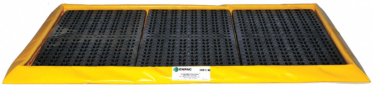 Spill Containment Tray: 36 gal Spill Capacity, 72 in Lg, 48 in Wd, 3 in Ht, Yellow/Black