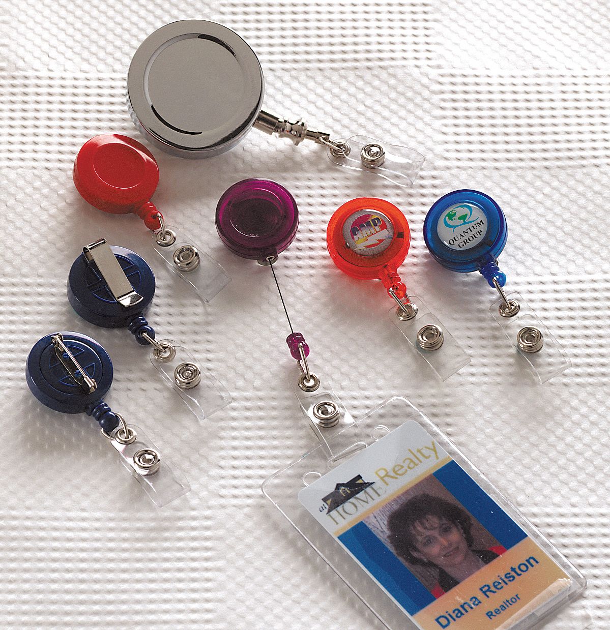 GRAINGER APPROVED Badge Reel, Retractable, Black/Chrome, PK10 4HRF9