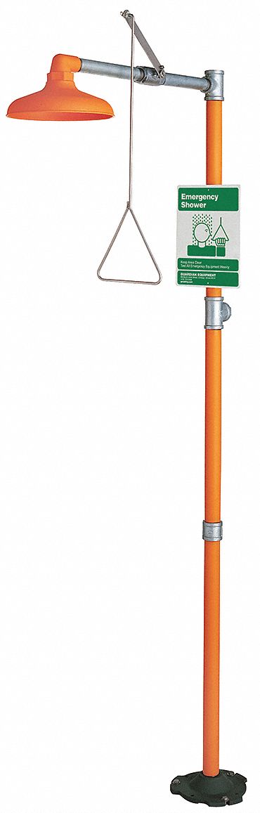 Plumbed Shower: Floor Mnt, Plastic Sprayhead, Shroud, Galvanized Steel Pipe