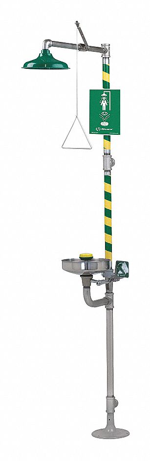 Shower with Eyewash: Floor Mnt, Uncovered, Stainless Steel Bowl, Galvanized Steel Pipe