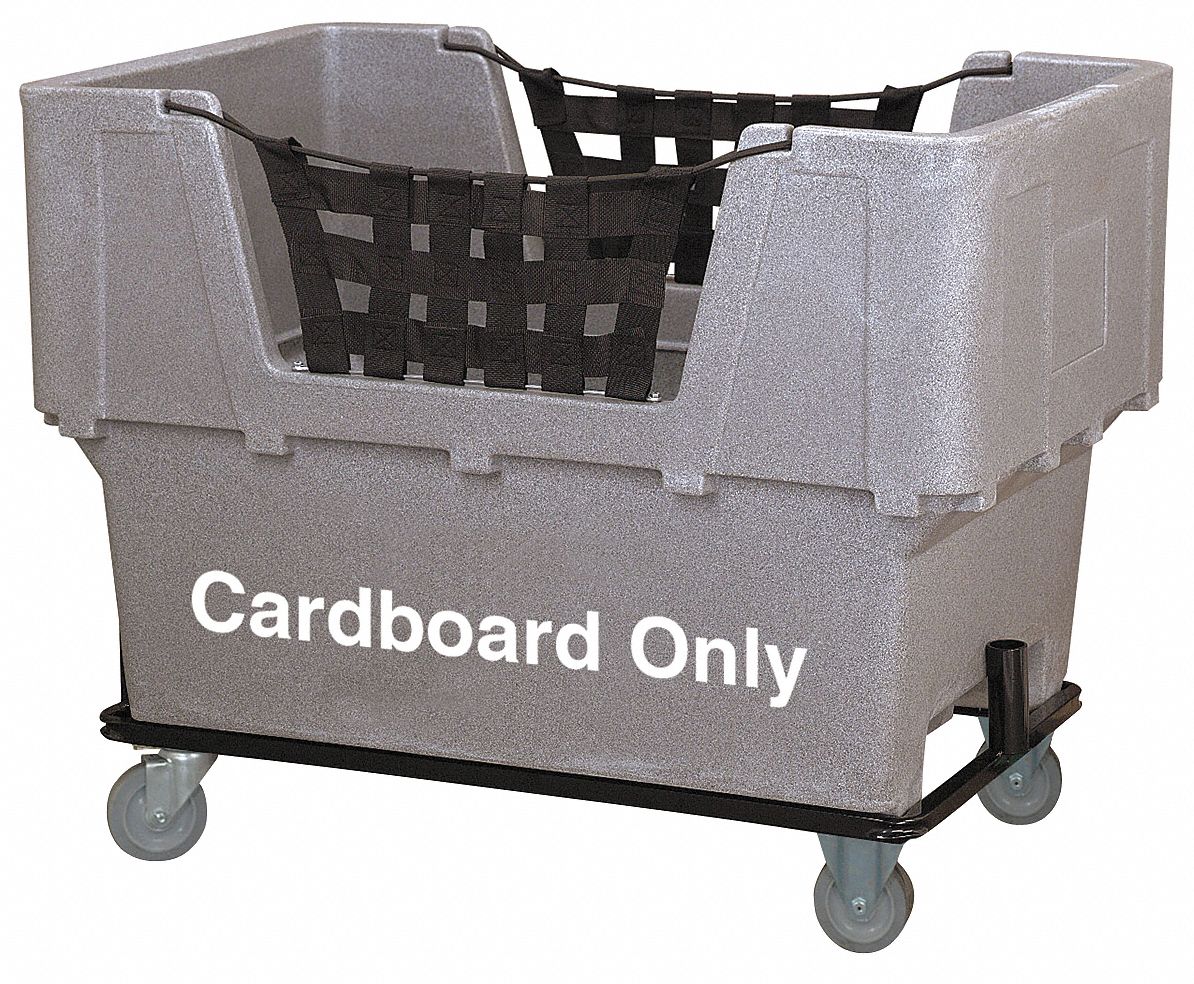CUBE TRUCK FOR TRASH AND RECYCLABLES, 23 CU FT CAPACITY, GREY, RUBBER