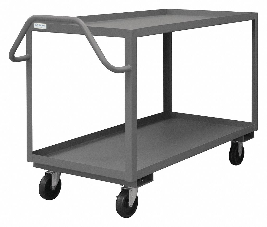 GRAINGER APPROVED Steel Raised Handle Utility Cart, 1400 lb. Load ...