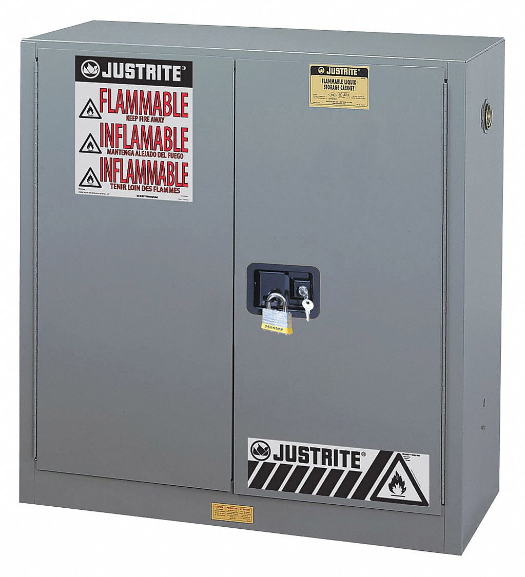 Flammable Safety Cabinet, 30 Gal., Gray
