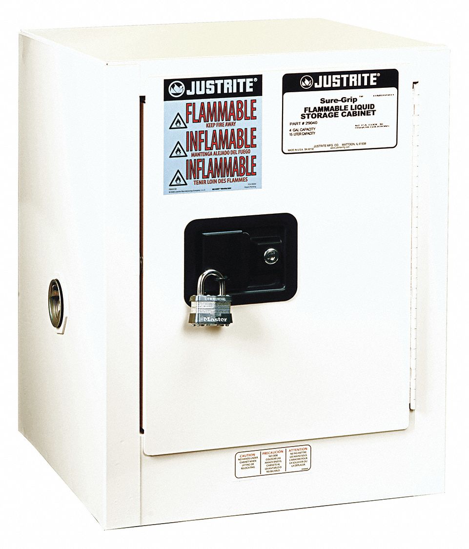 Flammable Safety Cabinet, 4 Gal., White