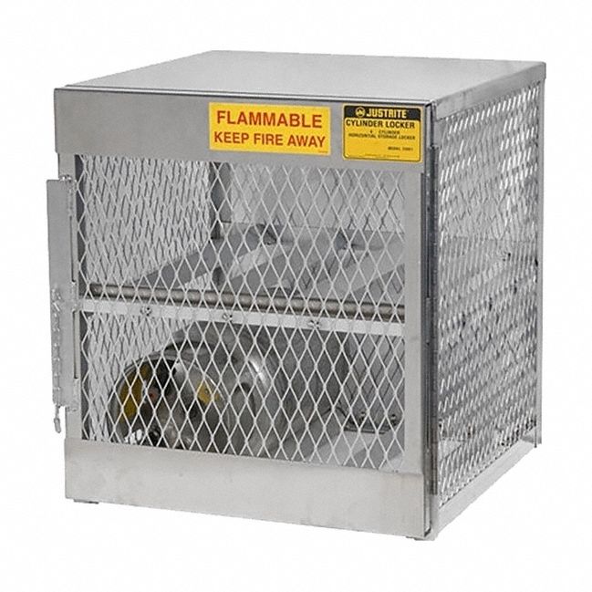 LIQUID PROPANE GAS CYLINDER CABINET, 4 HORIZONTAL CYLINDERS, 30X32X33½ IN, SILVER
