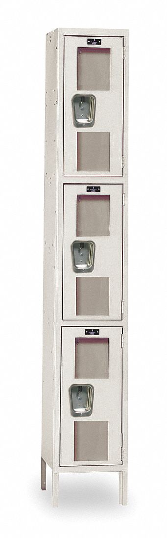 Wardrobe Locker: 12 in x 18 in x 78 in, Clearview, 3 Tiers, 1 Units Wide, Padlock Hasp