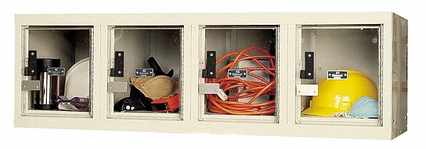 Wall Mount Box Locker: 48 in x 18 in x 14 3/4 in, 1 Tiers, 4 Units Wide, Clearview, Tan