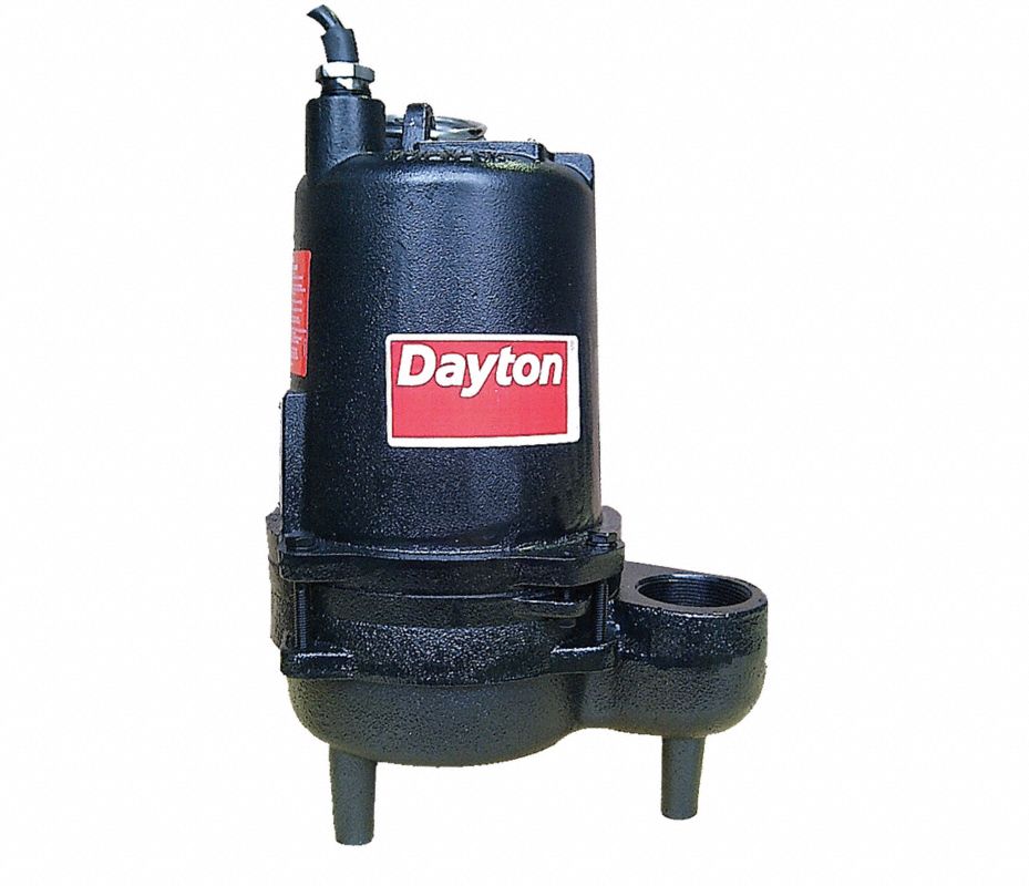 DAYTON Bomba de Aguas Residuales Sumergible, 1/2 HP Manual, 115 Voltaje