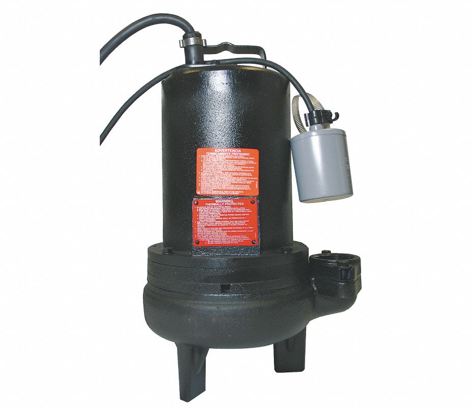 DAYTON Bomba de Aguas Residuales Sumergible, 1-1/2 HP Automático, 230