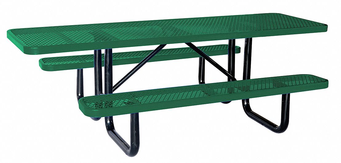GRAINGER APPROVED 62 inD x 96 inW Rectangle Expanded Metal ADA Picnic