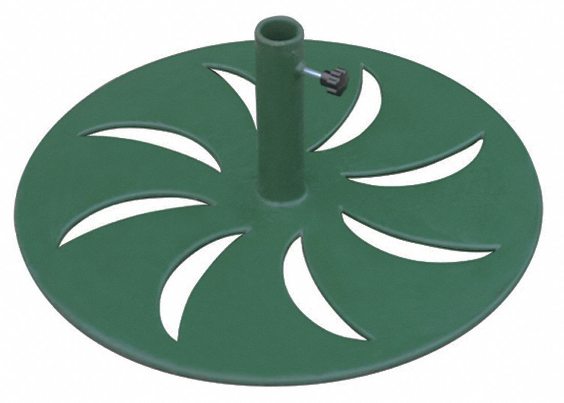 Umbrella Base: Green, For 1 1/2 in Pole Dia, 24 in Overall Dia, 23.76 lb Max Wt