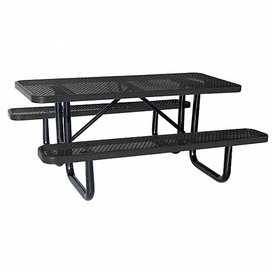 Black Metal Picnic Table Frame Steel Easy Assemble Outdoor Patio Heavy-duty 