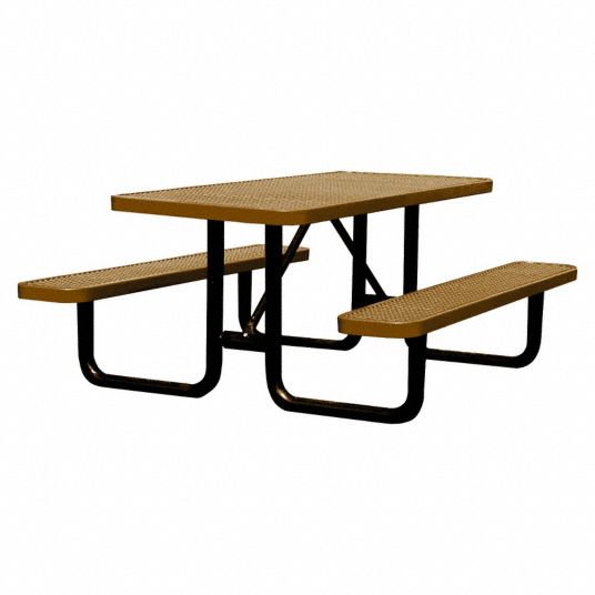 Style Selections 72-in Brown Wood Rectangle Picnic Table in the