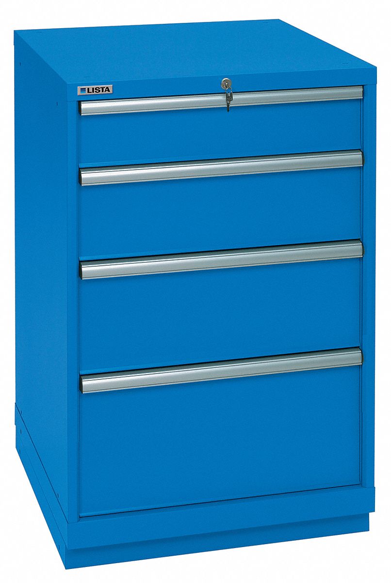 Modular Drawer Cabinet: 28 1/4 in x 28 1/2 in x 41 3/4 in, 4 Drawers, 29 Compartments, Steel
