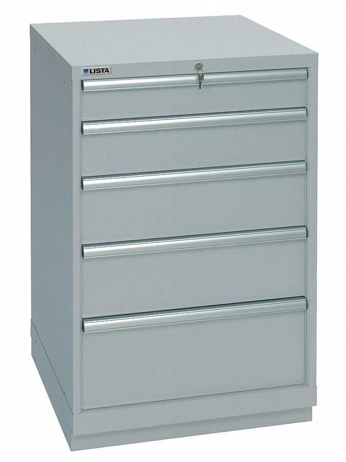 Modular Drawer Cabinet: 40 1/4 in x 22 1/2 in x 39 3/8 in, 5 Drawers, 51 Compartments, Gray