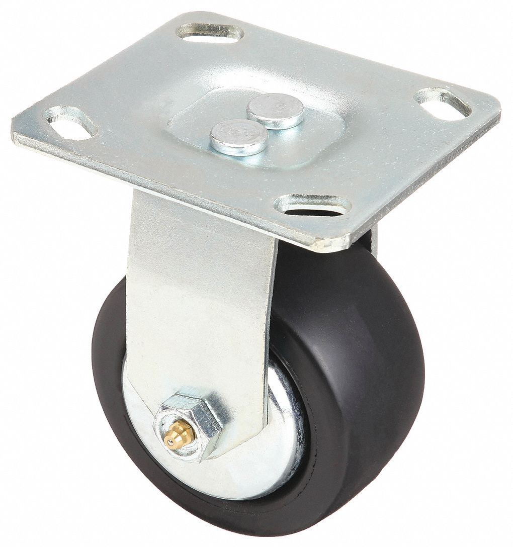 DEBRIS-RESISTANT STANDARD PLATE CASTER, 4 IN WHEEL DIA, 600 LB, RIGID CASTER, HARD
