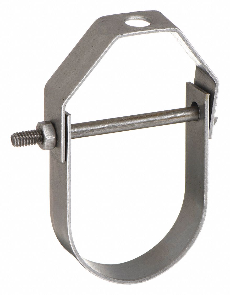 CLEVIS HANGER: STEEL, FOR ½ IN PIPE, FOR ⅜ IN THREADED ROD, 150 LB LOAD CAPACITY