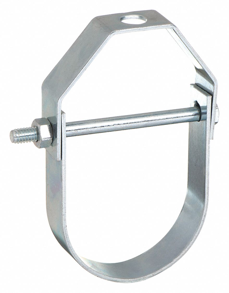 CLEVIS HANGER: ZINC-PLATED STEEL, FOR 2 IN PIPE, FOR ⅜ IN THREADED ROD, 250 LB CAPACITY