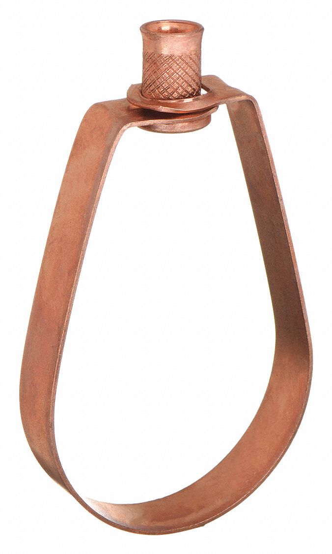 SWIVEL LOOP HANGER: COPPER-PLATED STEEL, FOR 4 IN PIPE, FOR ⅜ IN THREADED ROD