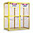 GAS CYLINDER CABINET, 18 VERTICAL CYLINDERS, 60X30 3/16X71⅞ IN, IRON, YELLOW, HASP LOCK