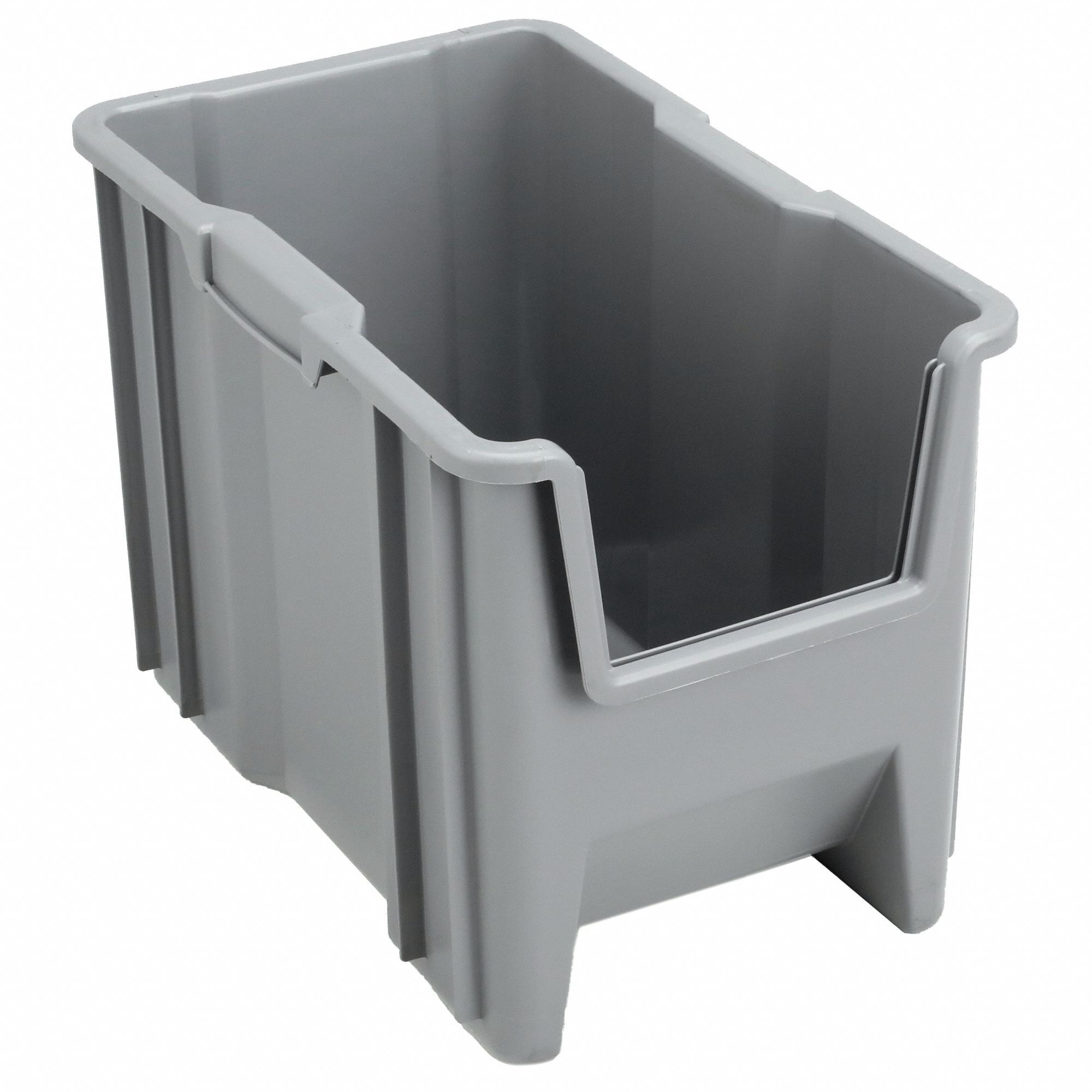 Stacking Bin: 10 7/8 in x 17 1/2 in x 12 1/2 in, Gray, 75 lb Load Capacity, 13014GREY