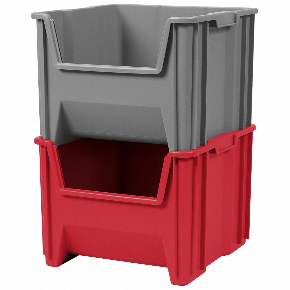 AKROMILS Stacking Bin, Red, 12 1/2 inH x 17 1/2 inL x 16 1/2 inW, 1EA