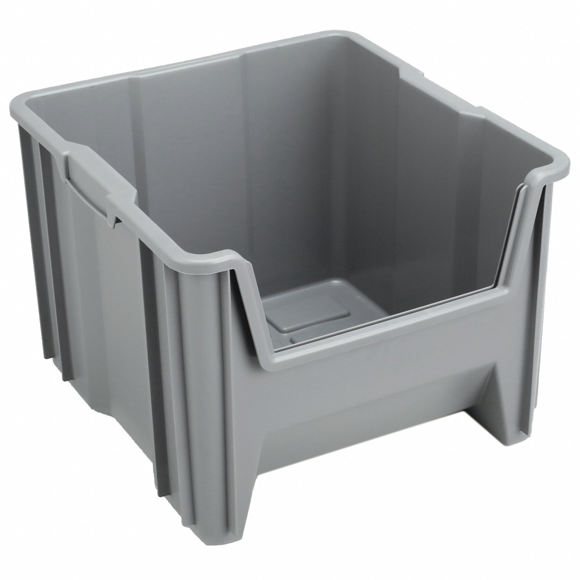 Stacking Bin: 16 1/2 in x 17 1/2 in x 12 1/2 in, Gray, 75 lb Load Capacity, 13018GREY