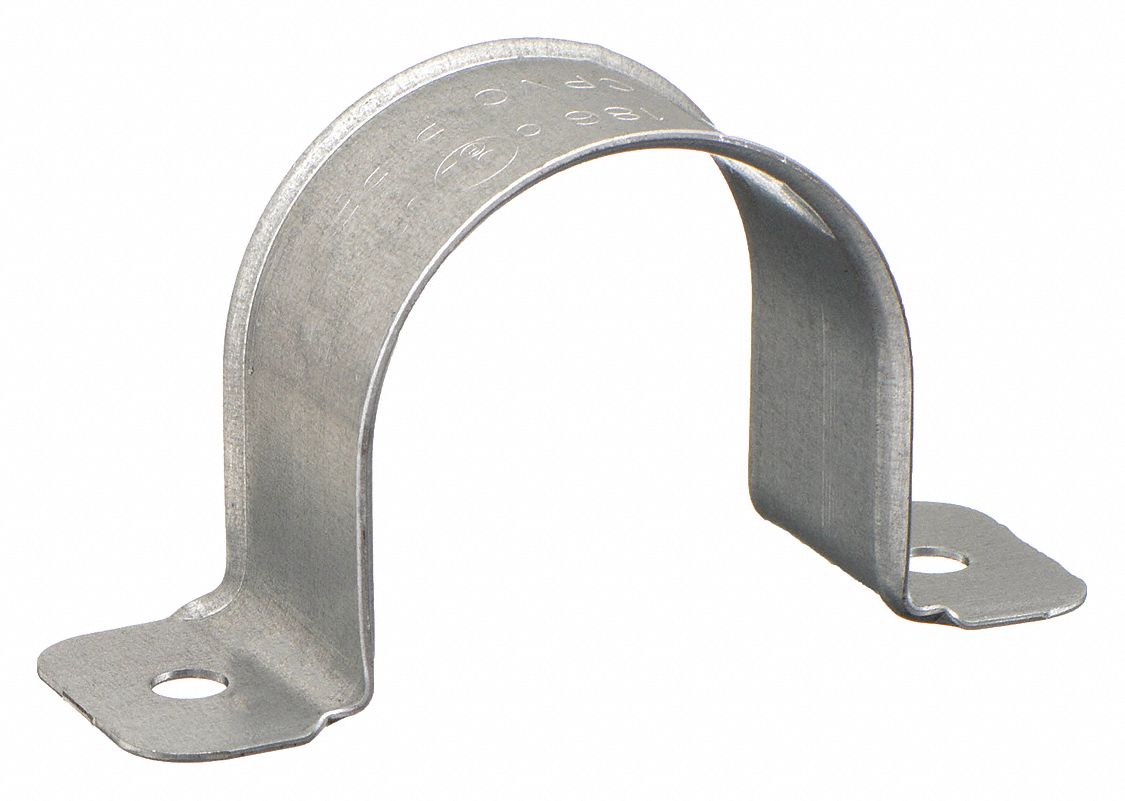 Two Hole Strap: Pre-Galvanized Steel, For 1 1/2 in Pipe