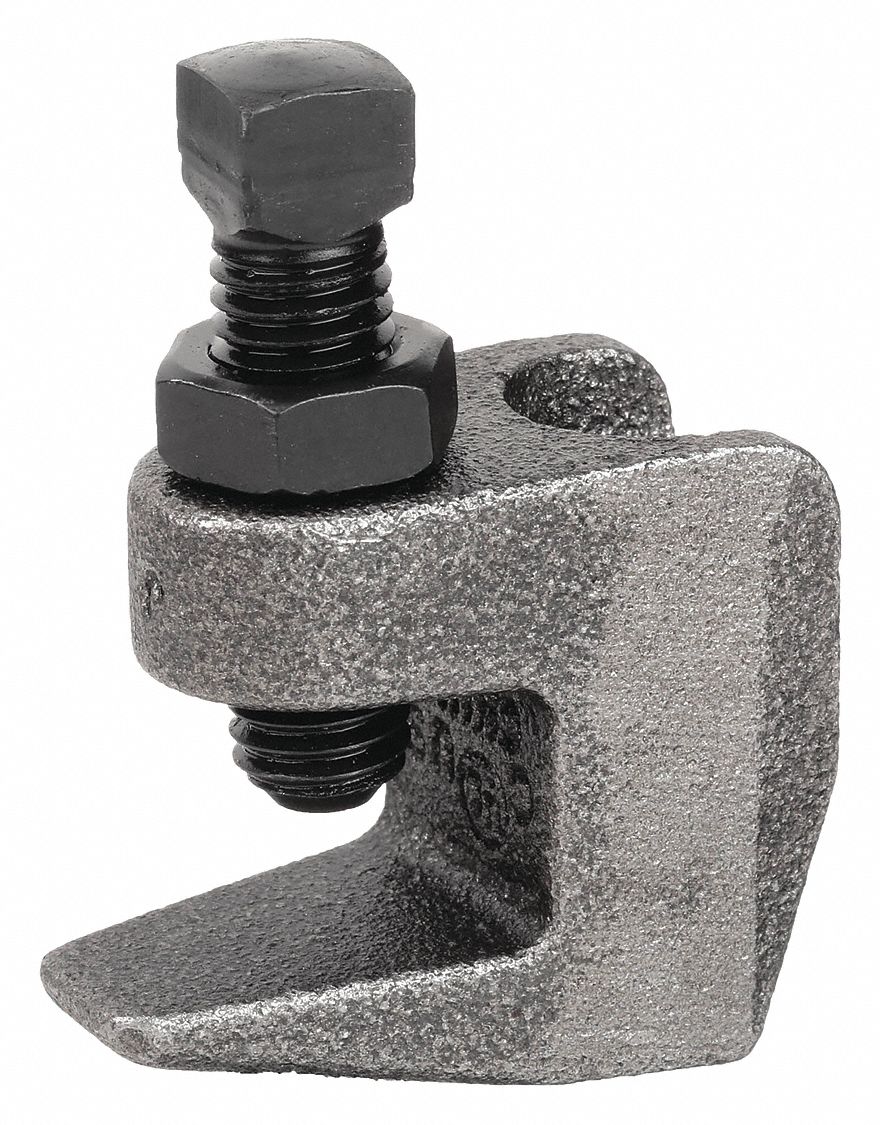 BEAM CLAMP: DUCTILE IRON, 500 LB LOAD CAPACITY, FOR ½ IN THREADED ROD, ¾ IN THROAT DP