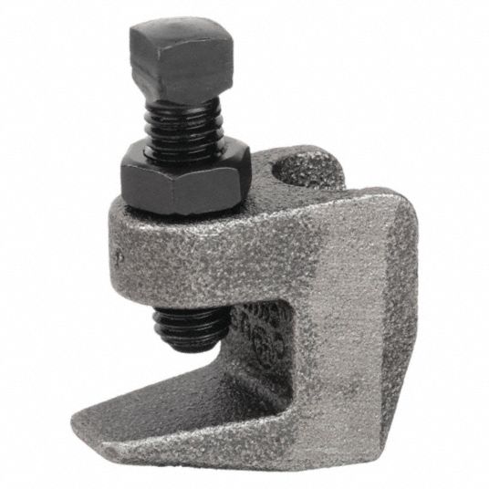 Beam Clamp: Galvanized Ductile Iron, 500 lb Load Capacity, For 3/8 in  Threaded Rod, 3/4 in Throat Dp