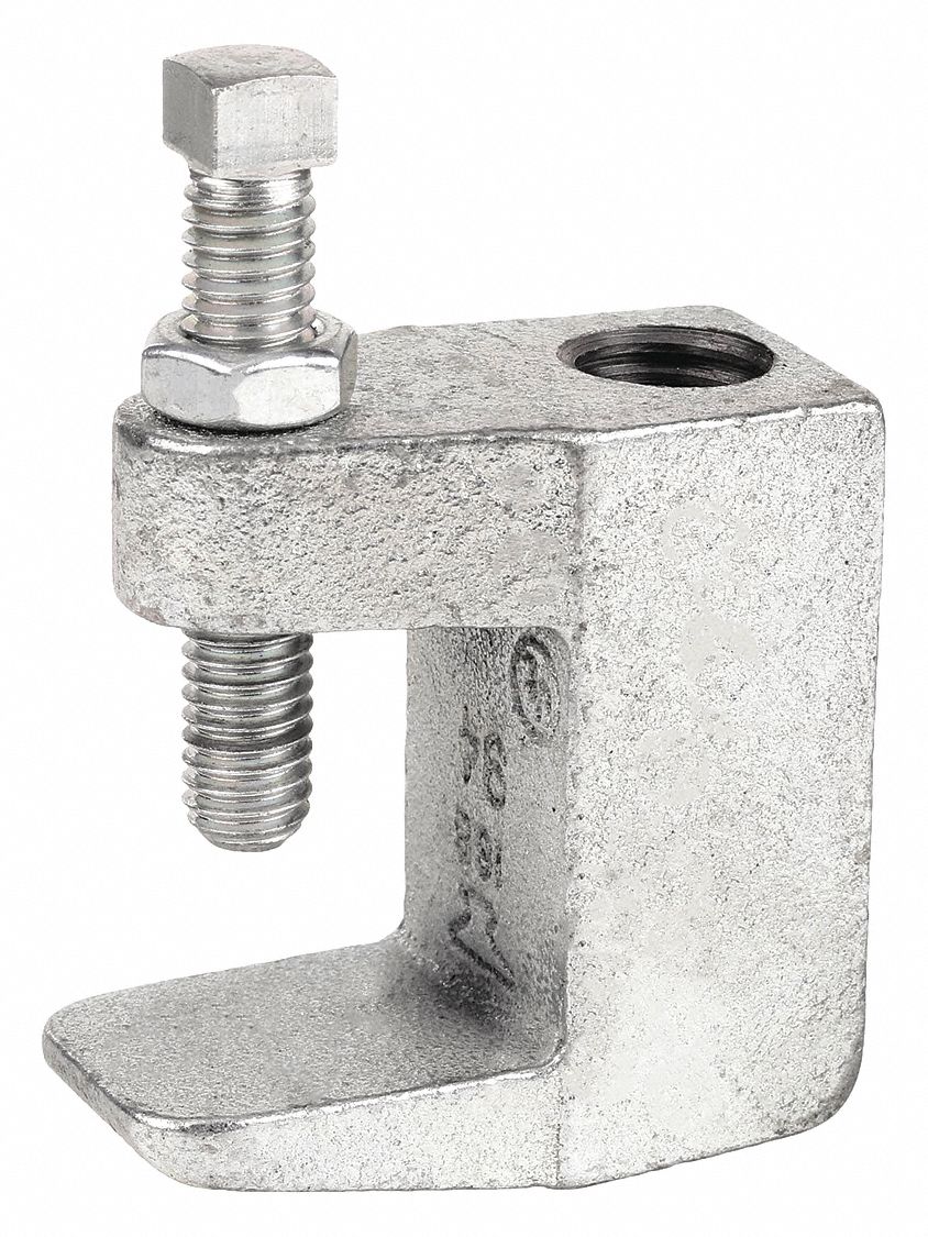 WIDE THROAT TOP BEAM CLAMP: ZINC-PLATED DUCTILE IRON, 1,200 LB CAPACITY, ¾ IN THROAT DP