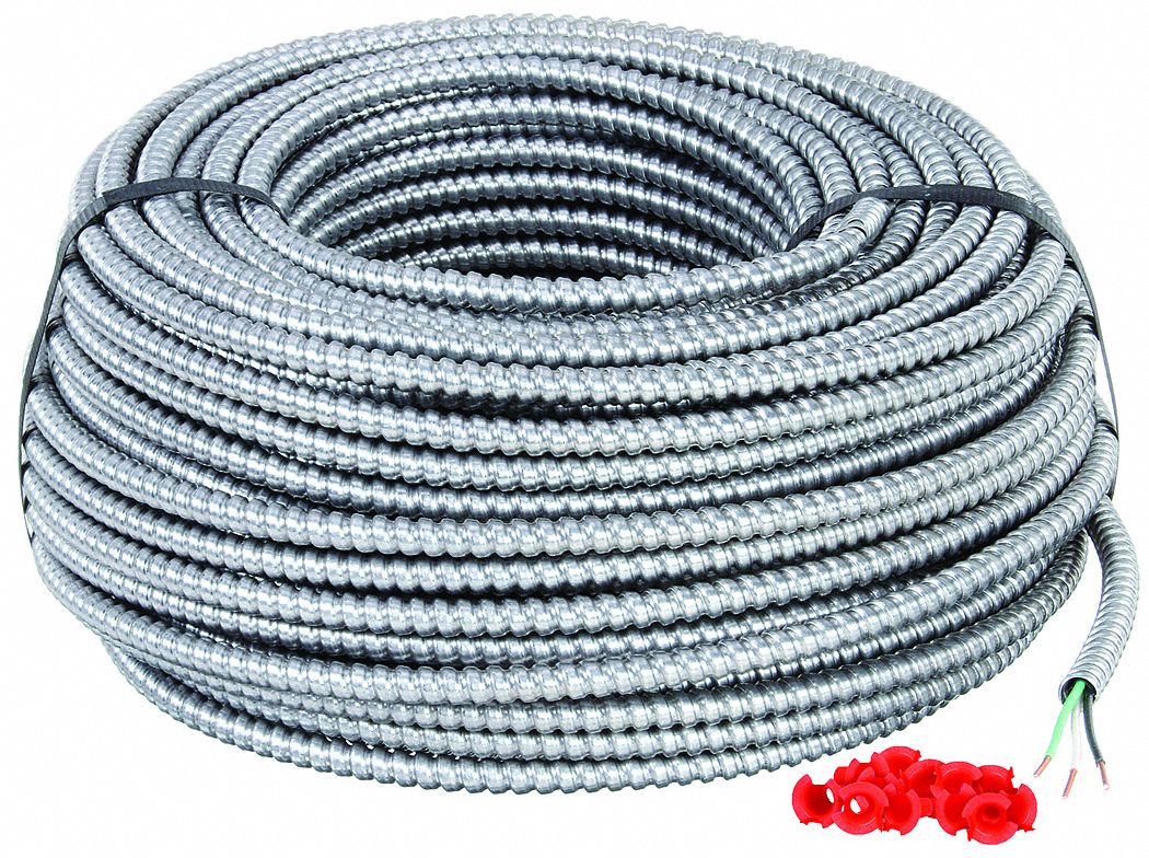 METAL CLAD ARMORED CABLE, 12 AWG WIRE SIZE, 2 WITH INSULATED CU GROUND CONDUCTORS