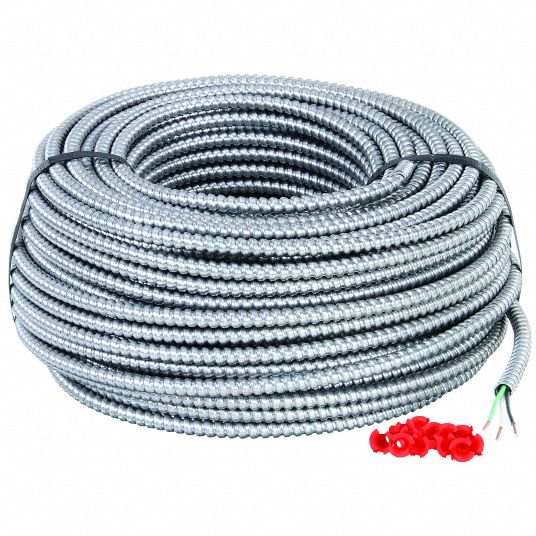 14/2 Metal Clad Cable with Ground 14 AWG Solid Cooper 2 Conductors  Electrical Wire with Aluminum Armor, Metal Clad Cable for Indoor Outdoor