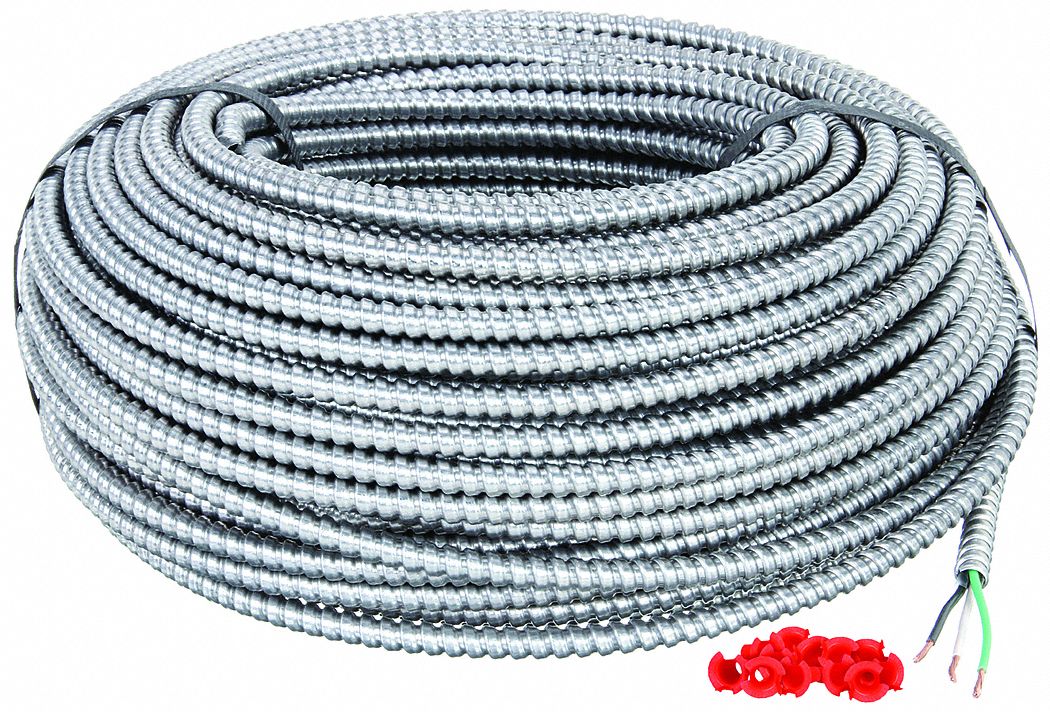 METAL CLAD ARMORED CABLE, 12 AWG WIRE SIZE, 2 WITH INSULATED CU GROUND CONDUCTORS