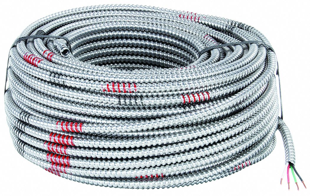 METAL CLAD ARMORED CABLE, 14 AWG WIRE SIZE, 3 WITH INSULATED CU GROUND CONDUCTORS