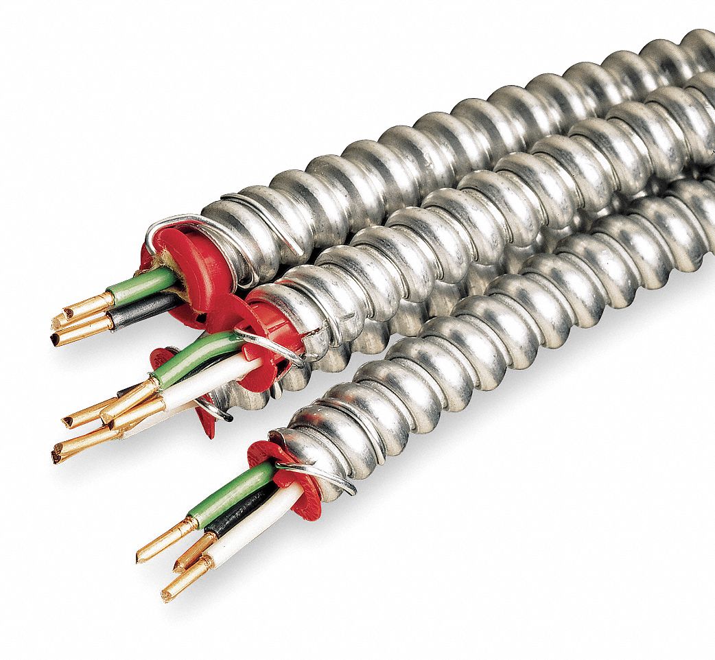 Metal Clad Armored Cable: 14 AWG Wire Size, 2 with Insulated CU Ground Conductors