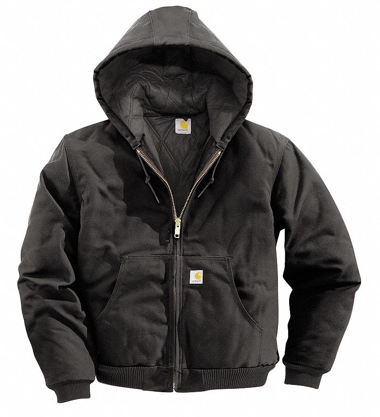 CARHARTT, Men's, Hooded Jacket - 4JEN1|J140-BLK XLG REG - Grainger