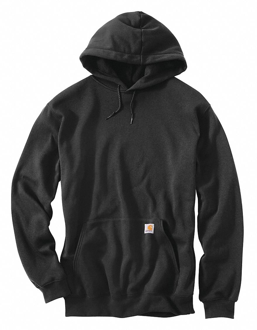 CARHARTT Hooded Sweatshirt, Black, L Size, 50% Cotton/50% Polyester ...