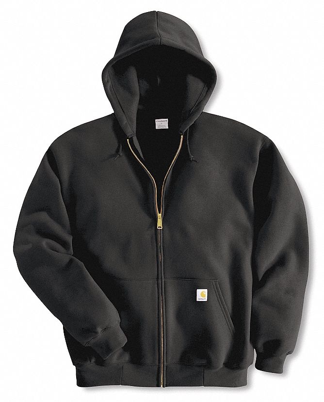 CARHARTT Hooded Sweatshirt, Black, XL Size, 50% Cotton/50% Polyester ...