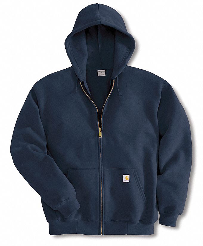 CARHARTT Hooded Sweatshirt, Navy, 2XL Size, 50% Cotton/50% Polyester ...