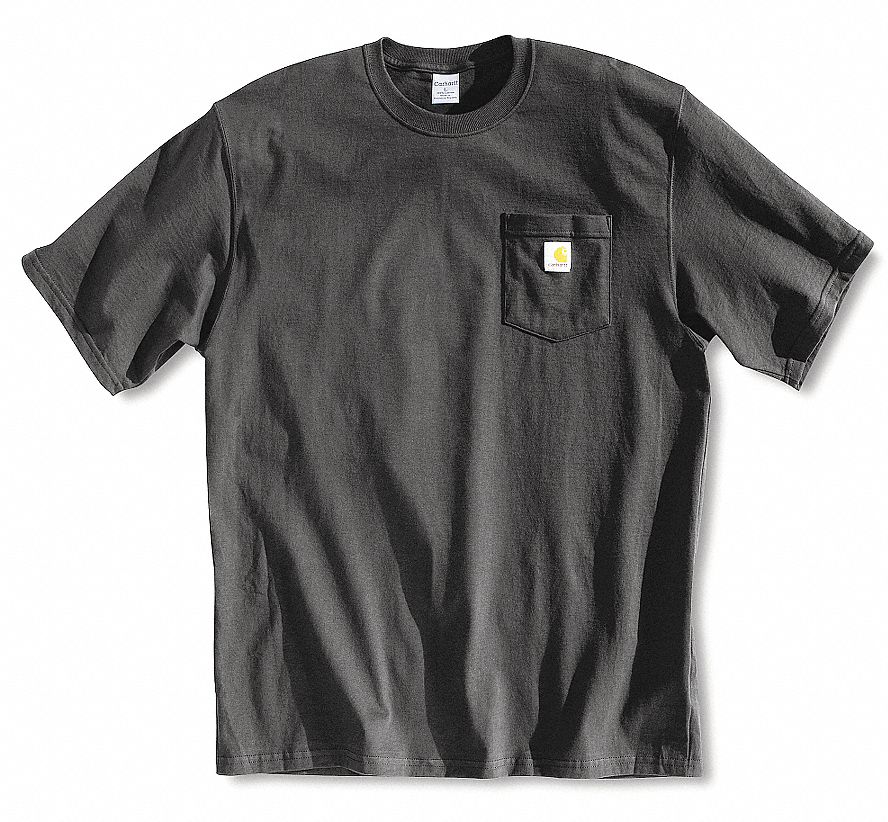 MEN'S T-SHIRT, M, BLACK, SHORT-SLEEVE, COTTON, 1 POCKET, LOOSE FIT