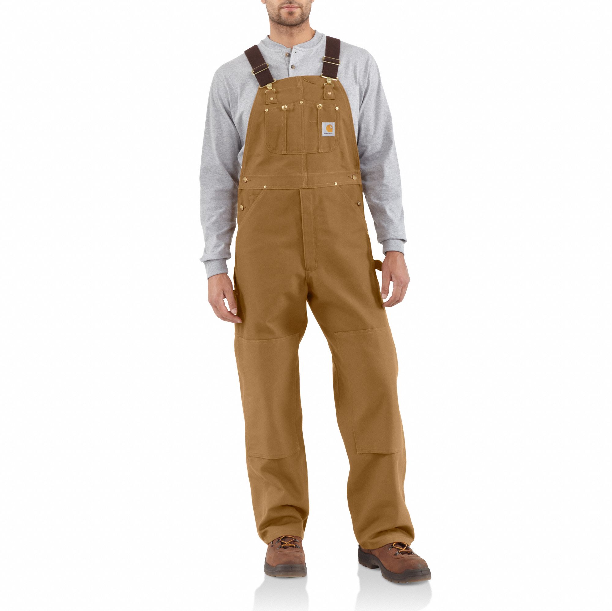 CARHARTT Bib Overalls, Brown, Size 36x34 In - 4JFZ1|R01-BRN 36 34 ...