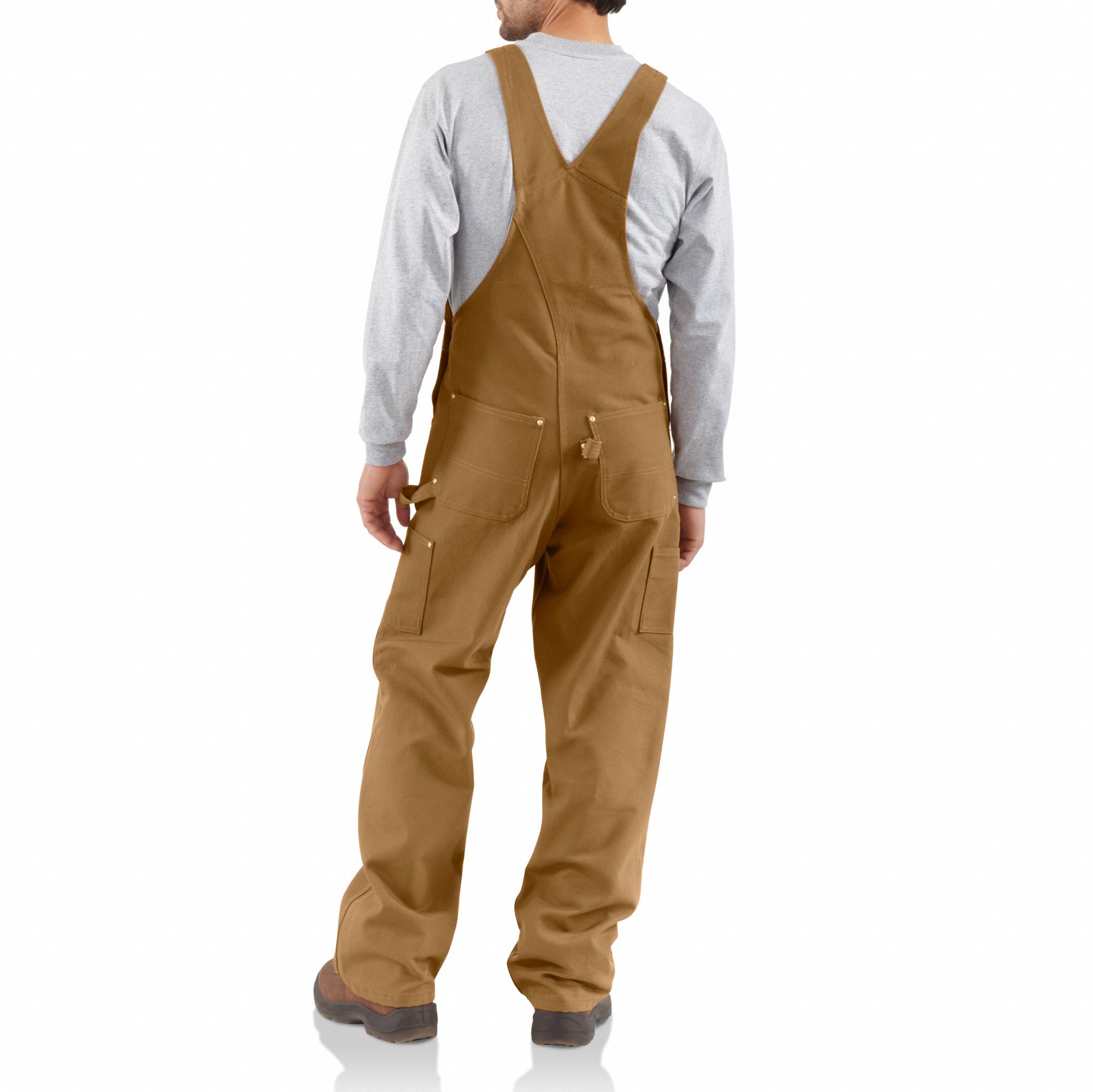 CARHARTT Bib Overalls, Brown, Size 52x30 In 9RAF3R01BRN 52 30