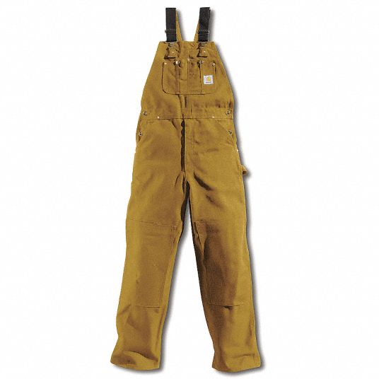 CARHARTT Bib Overalls, Brown, Size 44x34 In 8D983R01BRN 44 34